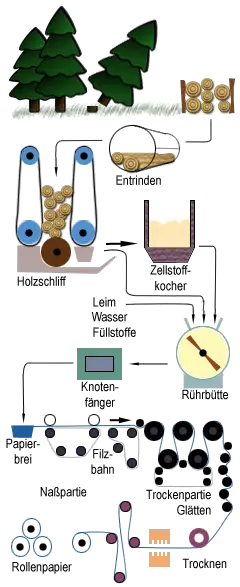 Schema der Papierherstellung